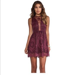 For love and lemons lulu lace wine red dress